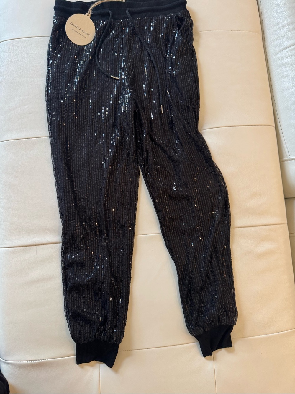 Black Sequin Jogger Pants